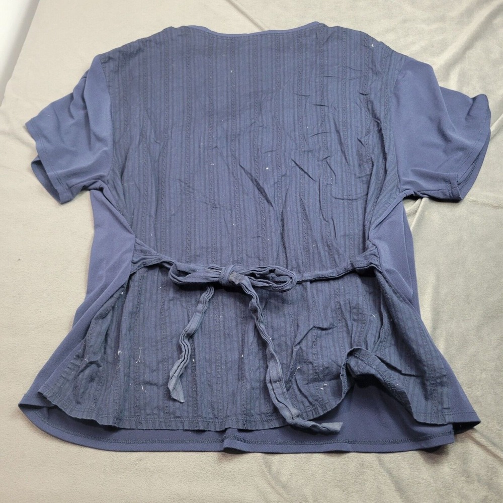 Ava VIV Flowy Navy Blue Womens Top With Tie-Back Design 1X
